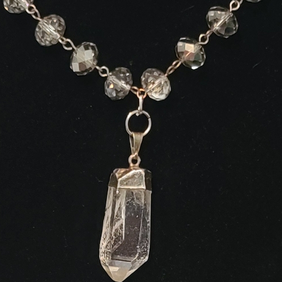 Clear Quartz Crystal Point Charm on 16"-18" necklace Abundance & Prosperity - Picture 3 of 6